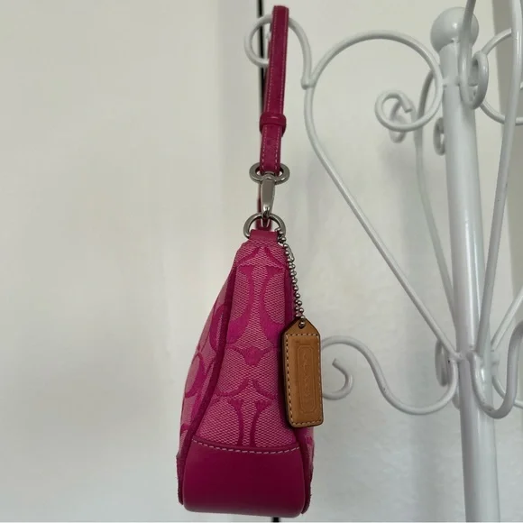 Coach HOT PINK Signature Logo Demi Mini Canvas bag - Picture 5 of 15